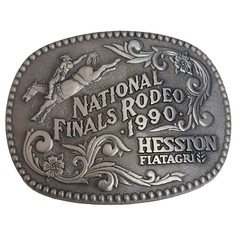1990 National Finals Rodeo NFR Adult Size Belt Buckle Hesston Fiatagri