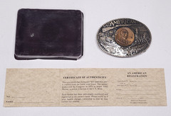 Vtg John Wayne American Belt Buckle Solid Brass Rainy Mtn Designs SEALED 1st Ed.