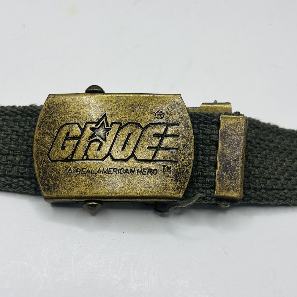 G.I. Joe Olive Canvas Web Belt Military Brass Buckle A Real American Hero