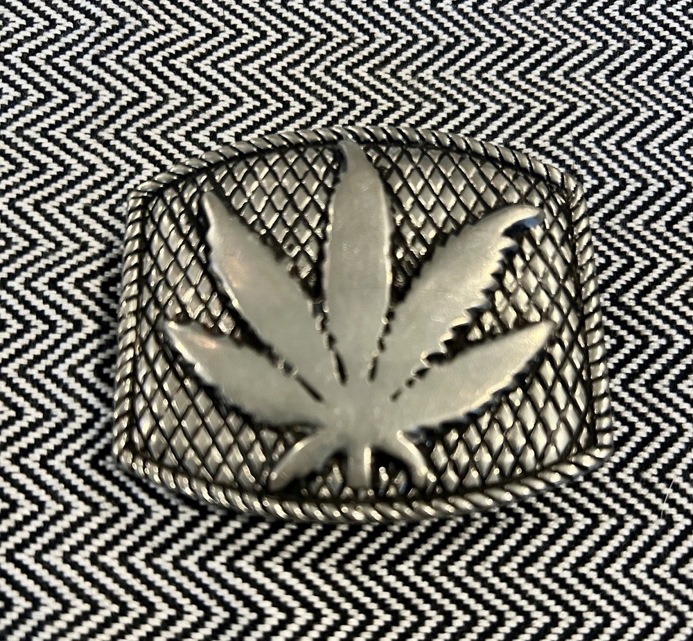 Vintage Lucien Pellet-Finet Gunmetal Leaf Belt Buckle – 2.75”x2.5”