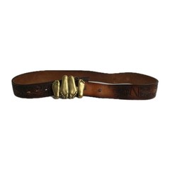 Vtg 70s Novelty Booty Call Naughty Brass Belt Buckle Missionary Feet Up & Down