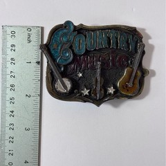 Vintage Country Music Belt Buckle 80&rsquo;s Western Bluegrass Cowboy Fiddle Banjo