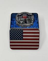 Trucker Belt Buckle Gift Set with 12 x 18 Inch American Flag – Patriotic Buckles