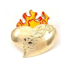 Flame Fire Barb Wire LOVE Heart Biker Tattoo Gold Chrome Metal Belt Buckle
