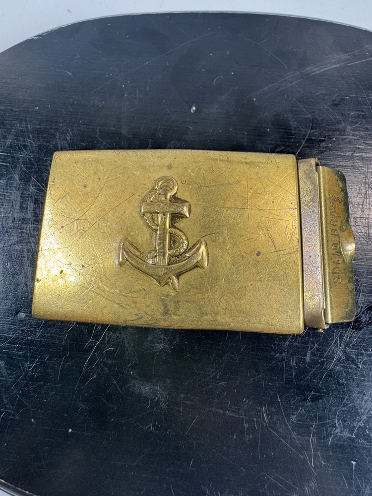 Vintage Solid Brass Anchor Belt Buckle 1.25” Belt Nautical Marine RARE