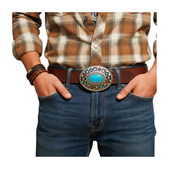 Men Women Buckle Silver Metal Western Fashion Turquoise Blue Ethnic Bohemian
