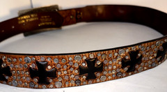 Ariat Embossed Sample Belt W/Iron Cross Belt Buckle Silver Black Never worn
