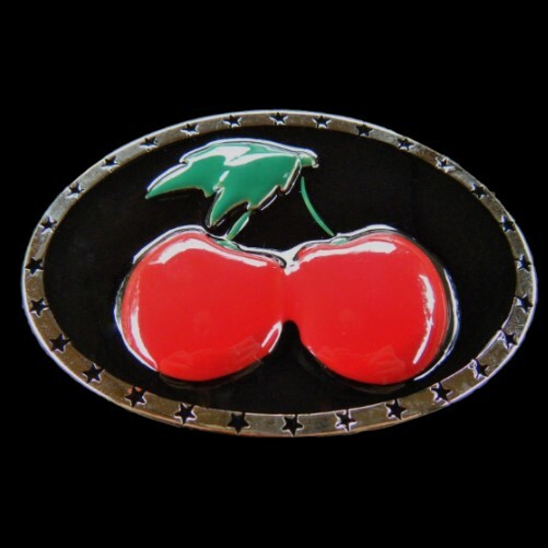 LUCKY CASINO RED CHERRIES FRUIT COOL FASHION BELT BUCKLE BOUCLE DE CEINTURE