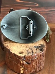 Belt Buckle Large Man Made Turquoise stone on Navajo Antique Silver