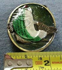 FISH BASS FISHING LURE COLORED DETAILED UNDERWATER SCENE FISHERMAN BELT BUCKLE
