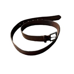 Vintage Brown Leather Belt Solid Brass Buckle Unbranded Boho Western Fits 34&Prime;