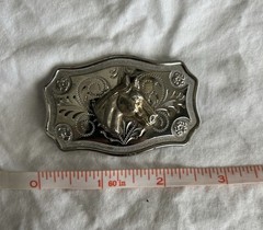 Silver Western Horse Head Floral Engraved Belt Buckle Mens Fits 1.5in