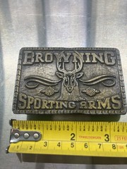 Vintage Browning Deer Stag Logo Brass Metal Men’s Western Belt Buckle USA logo