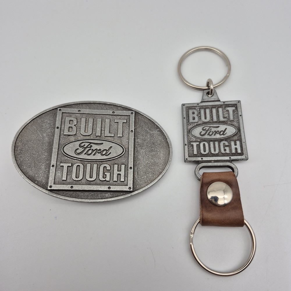 Vintage Belt Buckle BUILT FORD TOUGH Canada and Keychain