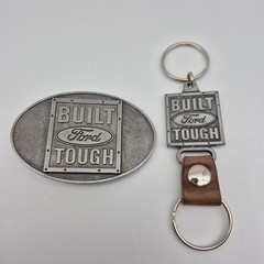 Vintage Belt Buckle BUILT FORD TOUGH Canada and Keychain