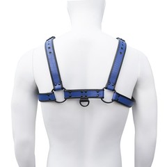 ZZRBVFH Alligator Grain PU Mens Harness Leather Suspenders Adjustable, Blue
