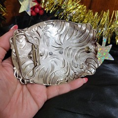Fighting Roosters Belt Buckle Western Rodeo Silver Rosetone Oval Cowboy Fashi