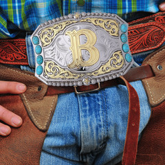 Turquoise Belt Buckle Western Cowboy Rodeo Initial Letters ABCD to Z Belt Buckle