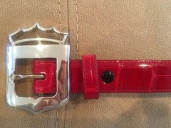 Rare Kieselstein-Cord Sterling Royal Crown Buckle and Red Alligator Belt Size 2