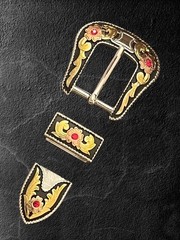 Tandy Leather Western 1” Two Time Belt Buckle W-Crystals