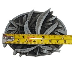 Marijuana Leaf Belt Buckle 3D Metal Design 3.5&Prime; Wide Pewter Color #M-14