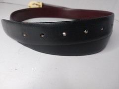 47in Men Reversable Italian Leather Belt, Burgandy/brown &Black. Gold Buckle.