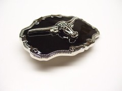 Belt Buckle Bull Steer Cowboy Western Rodeo 3.5&Prime; x 2.5&Prime; for 1.5&Prime; Belt Black