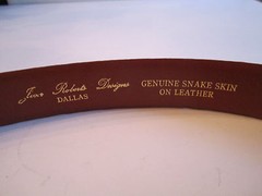 JEAN ROBERTS DESIGNS BROWN SNAKESKIN BELT D. RED STONE? BUCKLE -37&Prime; L END TO END