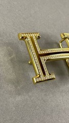 Gold Crystal H Belt Buckle Rhinestone Pavé Statement Buckle Heavy Metal Hardware