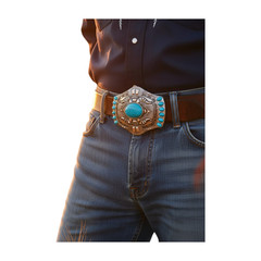 Men Women Silver Big Metal Belt Buckle Southwestern Fashion Turquoise Blue Beads