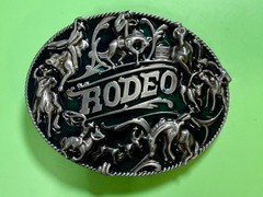 Cowboy Rodeo Calf Roping Bucking Bronco Rancher Enameled New Western Belt Buckle