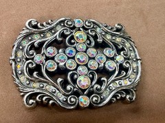 Victorian Style Multi-Color Rhinestone Jeweled See-Trough Ladies Belt Buckle