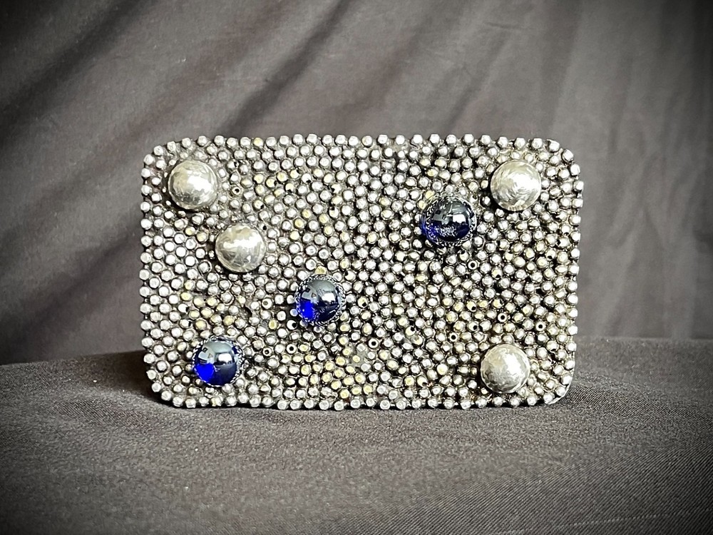 “Galaxy” Industrial Gothic Blue Stone Belt Buckle OOAK Darren McNeese