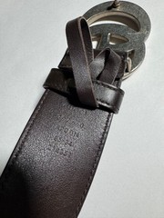 GUCCI Pre-Owned Gg Marmont Leather Belt Silver Dark Brown