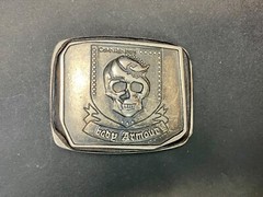 Skull – Body Armor Ribbon – unique Vintage Metal Belt Buckle