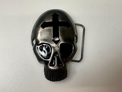 Skull Head with Iron Cross Gothic Vibe Motorcycle Biker Style 3D Belt Buckle