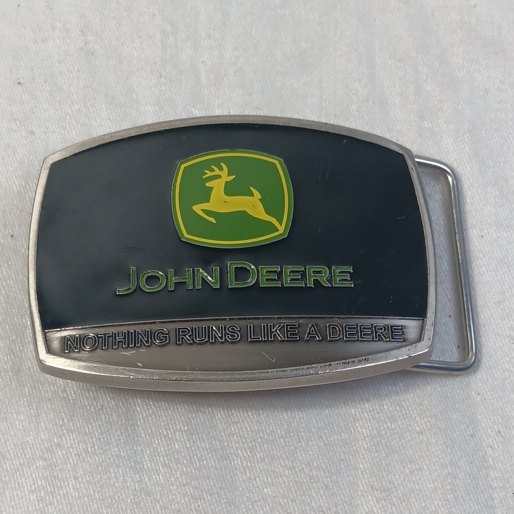 JOHN DEERE SpecCast Green Yellow & Black Pewter Enamel Belt Buckle