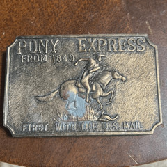 True Vintage PONY EXPRESS From 1849&Prime; Belt Buckle Copper Bronze Color