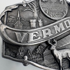 Vintage 1986 Siskiyou Vermont State Belt Buckle T-55 Freedom & Unity Made in USA