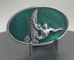 Green Silver Sports Theme Metal Belt Buckle Western Style Men