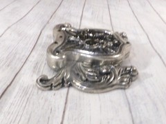 Silver Dagger Fleur De Lis Silvertone Belt Buckle with Black Crystals