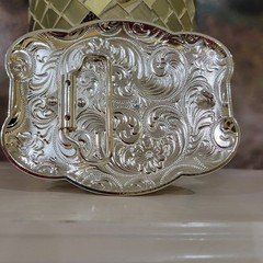 Rooster Western Belt Buckle Rose Tone And Silver Rare Piece With Feather Accents