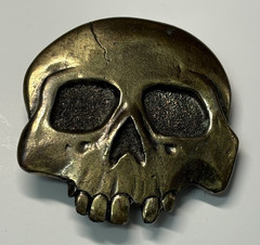 Vintage 1976 Great American Buckle Company Skull Head Brass Belt Buckle