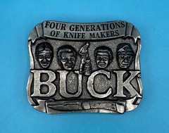 VINTAGE **FOUR GENERATIONS OF KNIFE MAKERS – BUCK KNIVES** BELT BUCKLE