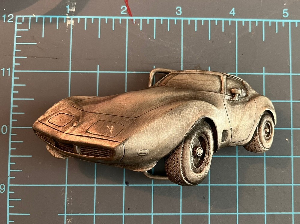 1979 Vintage Original Corvette Pewter Belt Buckle By Indiana Metal Craft M93 USA