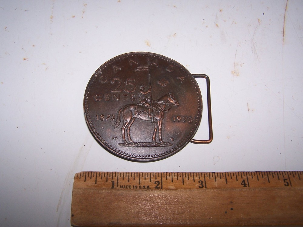 1873-1973 CANADA 25 CENTS Belt Buckle Canadian Quarter JIMM WATSON 1977