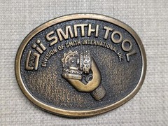 vintage 1970s belt buckle SMITH TOOL western OIL FIELD equipment BRASS cowboy