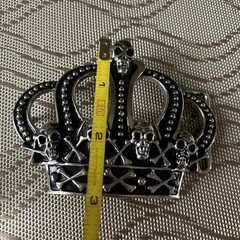 WESTSIDE CA Crown With Skulls Metal Biker Motorcycle Gothic Belt Buckle 3”x4”