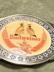 Vintage/undated Budweiser Beer belt buckle. 3.5&Prime; Wide.