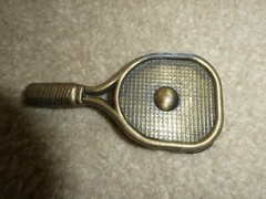 Vintage 1970s Brass Tennis Racket Belt Buckle 4&Prime; Wide #2